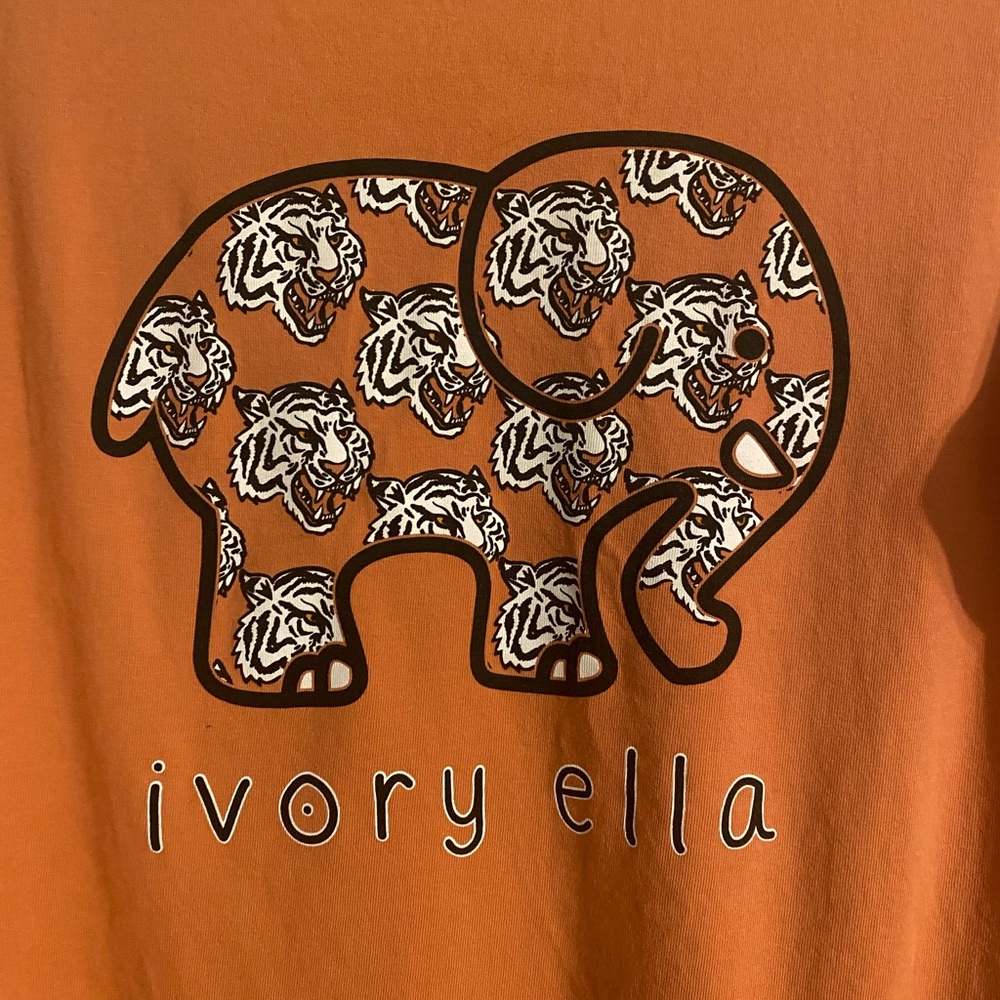 Ivory Ella Long Sleeve Tee Orange/Coral Graphic Tiger Print Organic Cotton M - Picture 8 of 11